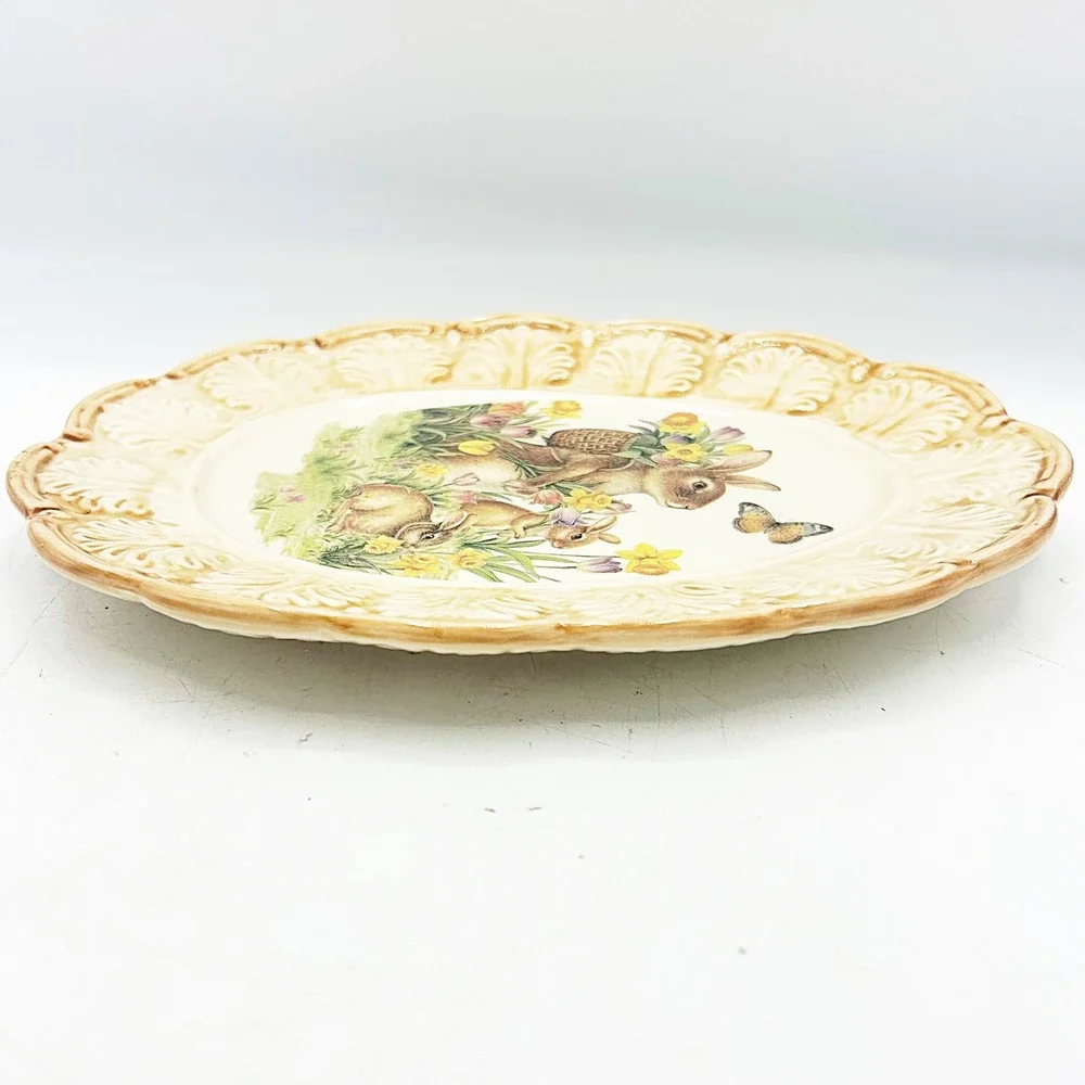 Cracker Barrel Easter Traditions Egg Shaped Small Plate Bunny Floral Egg